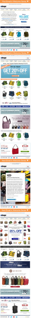 eBags welcome email series