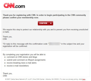 CNN signup confirmation request email
