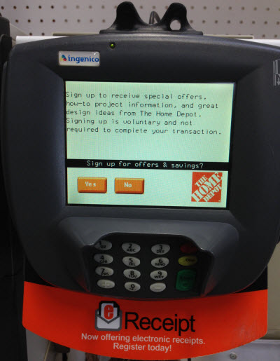 Home Depot pin pad opt-in