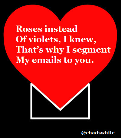 Roses instead Of violets, I knew, That’s why I segment My emails to you.