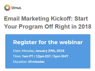 Email Marketing Kickoff webinar on Jan. 29