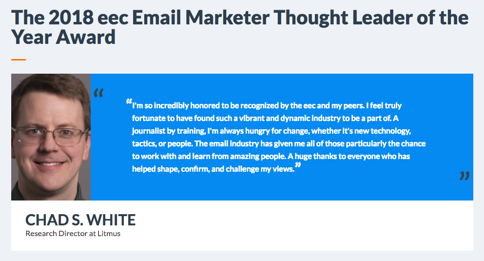 2018 EEC Email Marketer Thought Leader of the Year